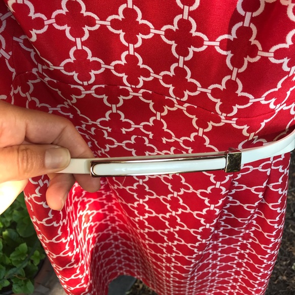 Tahari Sleeveless Red White Summer Dress - Picture 7 of 8